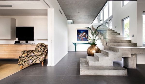 Concrete-balustrade-design-entry-contemporary-with-concrete-ceiling-views-glass-panels